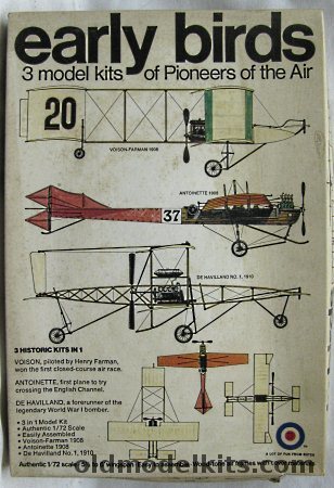 Entex 1/72 De Havilland No.1 (DH-1) 1910 / Antoinette 1908 Monoplane / Voisin Farman 1908 Biplane 'The Pioneers of the Air' (Ex-Taimei), 8448 plastic model kit